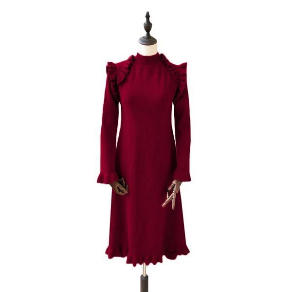

2019 new women dress long in gentle french agaric base dresses navy wine red black 5008, Black;gray