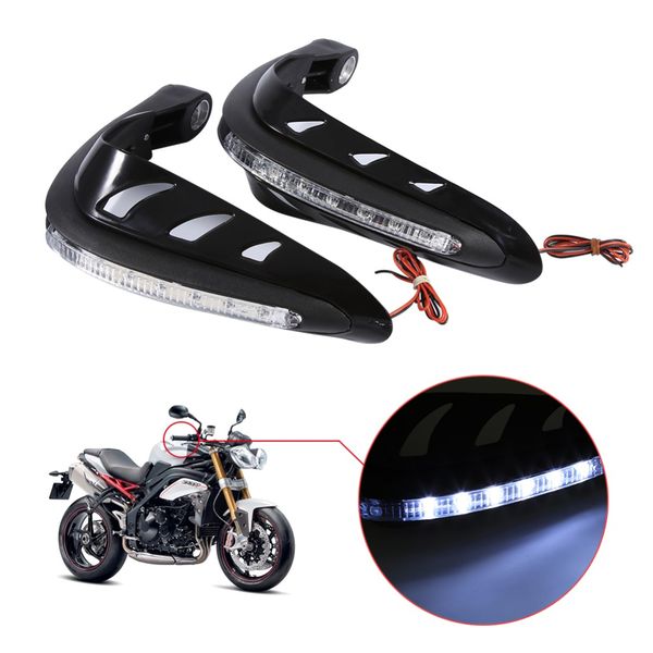 

universal led hand guards 1pair handlebar hand protector led light motorcycle guards with mounting fittings for atv bikes