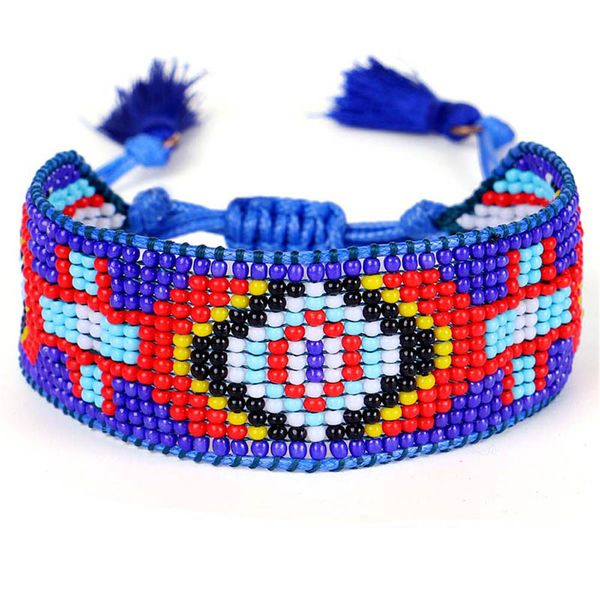 

Bohemian Bracelet Wristband Handmade Friendship Jewelry Braided Rope Cotton Weave Chain of Rice Beads Bracelets Bangles