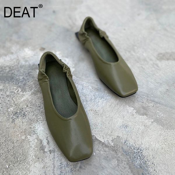 

deat] 2020 square toe shallow pu leather casual comfort soft bottom single flat shoes women new spring autumn fashion 10g388, Black