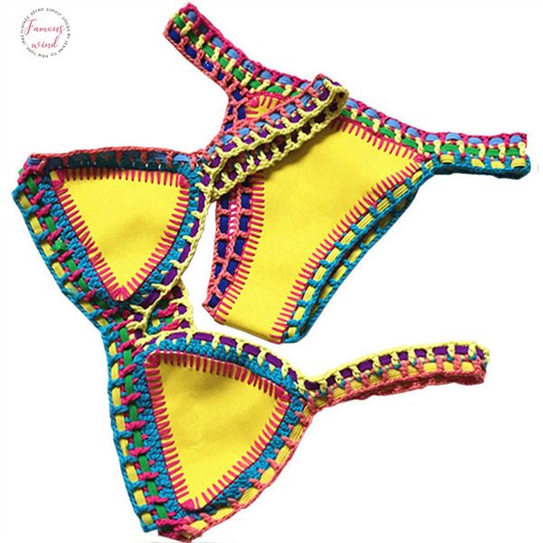 

women bikini set reversible swimwear beachwear low waist handmade knit swimsuit female bathing suit swimming suit, White;black