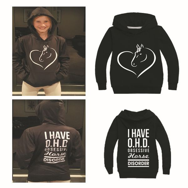 

teen kid boys girls letter fleece hooded sweatshirt outwear pullover, Black