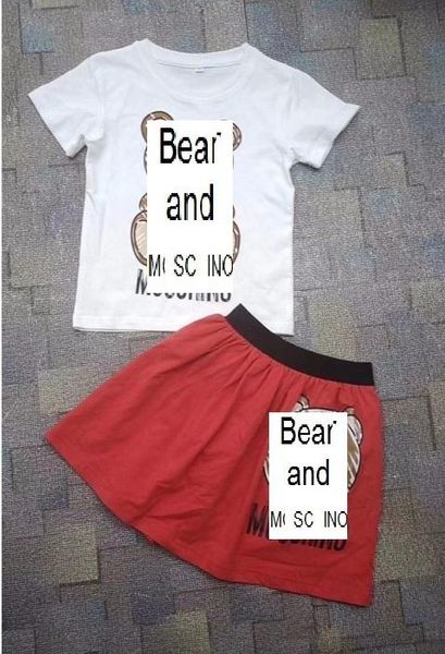 

2019 детские комплекты для отдыха Bear и MOS Letter Футболки + юбки Комплект одежды оптом