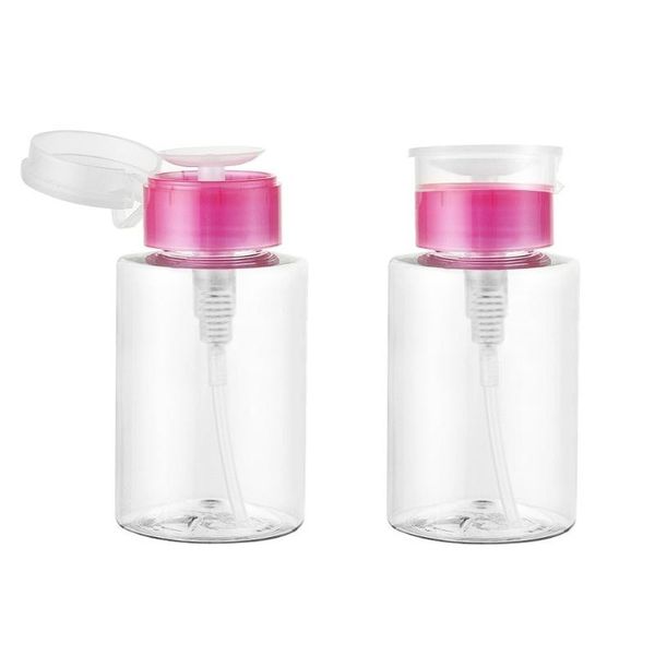 

2pcs nail polish remover pump dispensers empty plastic bottle clear