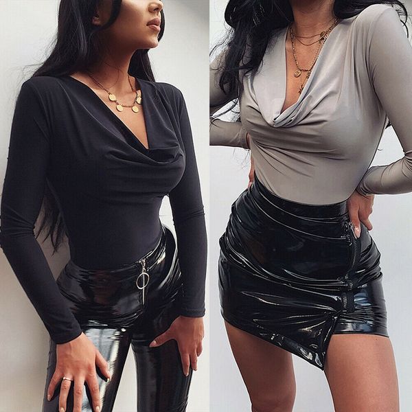 

женская v образным вырезом bodycon сексуальная пижама комбинезон шорты комбинезон боди купальник топ, Black;white