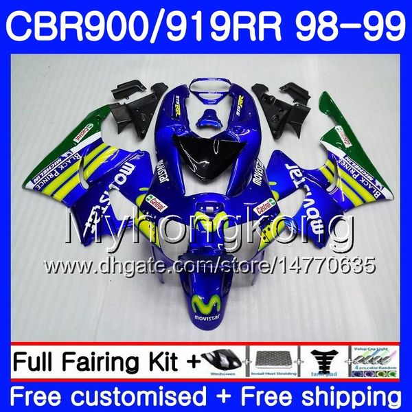 Karosserie für HONDA CBR 900RR CBR 919RR Movistar Blue Hot CBR900 RR CBR919RR 98 99 278HM.14 CBR900RR CBR 919 RR CBR919 RR 1998 1999 Verkleidungsset