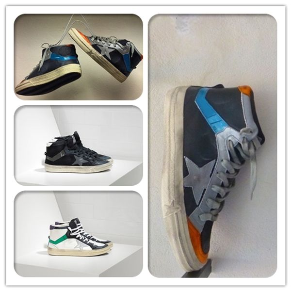 

golden superstar vce 2.12 hight sneakers boots genuine leather men and women goose classic retro do-old dirty sport casual shoes, Black