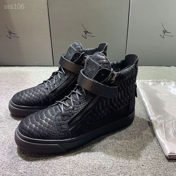 

2019 wild handsome thick bottom high-handsome sneakers winter british style leather lace-up motorcycle shoes factory direct sales, Black