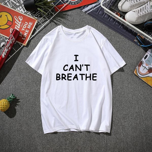 

t-shirt ins support i cancan't breathe short-sleeved cotton loose men's and women's leisure sports summer 2020, Gray;blue