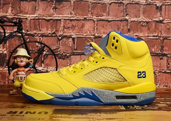 

2020 new arrival 5s blue yellow grey with spots men leather wholesale outdoor shoes shoes size 40-47