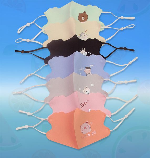 

100pcs cartoon animal ice silk dust mouth masks protective children irregular comfortable mask foldable waterproof mouth-muffle