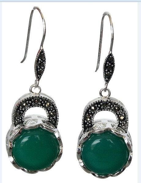 

lady's sorcerkeeper jade 925 sterling silver earrings for women natural jade bread silver big earrings