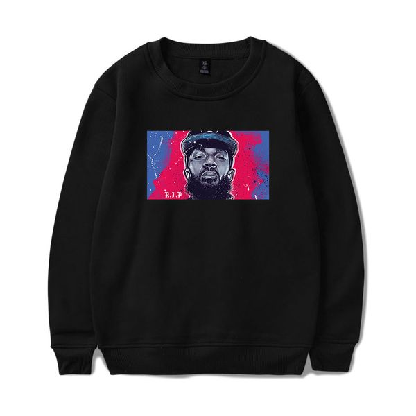 

nipsey hussle print men o-neck sweatshirt hip-hop nipsey hussle fans hoodie sweatshirt keep warm boy/girl black streetwear