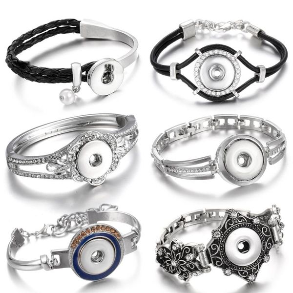 

snap bracelets snap button jewelry rhinestone leather button bracelet for women men fit 18mm snaps jewelry bracelet, Golden;silver