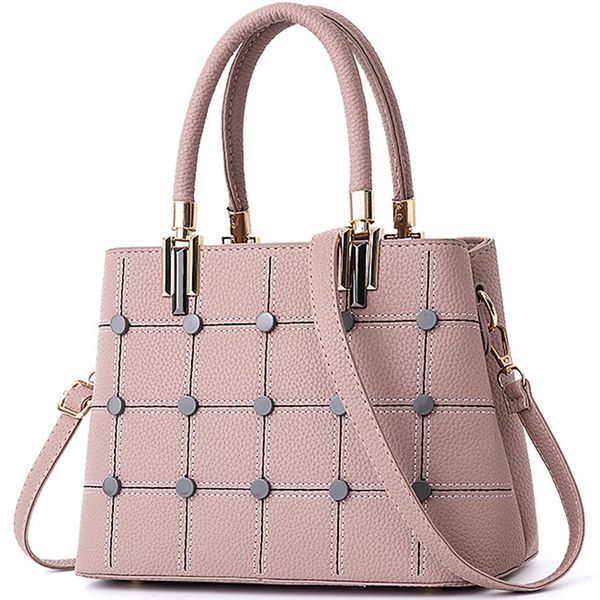 

handbag plaid rivet handbag female shoulder bag high leather wallet