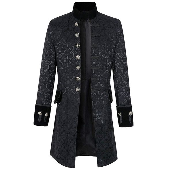 

2019 steampunk men slim men's jackets and coats long men's stand collar jacket veste homme long tuxedo new fashion, Black;brown