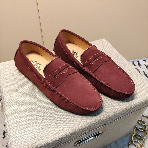 

luxury new peas shoes men frosted leather breathable trendy casual men's shoes driving shoes lazy shoe size 39-45, Black