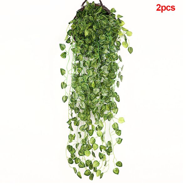 

2pcs diy artificial plant vine string restaurant garden l home decor leaves wedding wall hanging party green