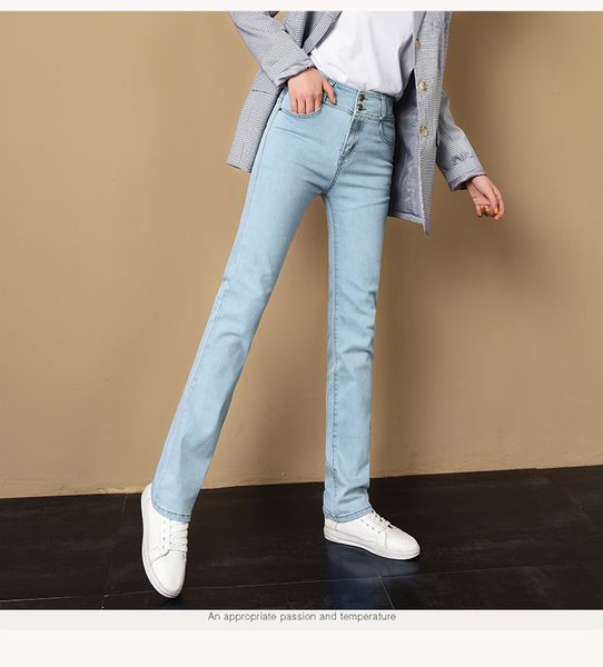

lake blue black jeans women straight tall waist trousers