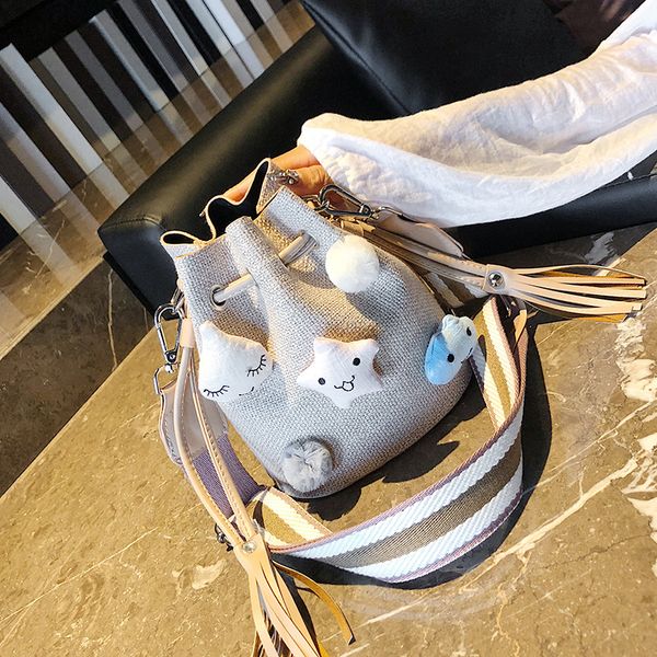 

cartoon cute stars plush paper straw bag fashion people take bucket bag