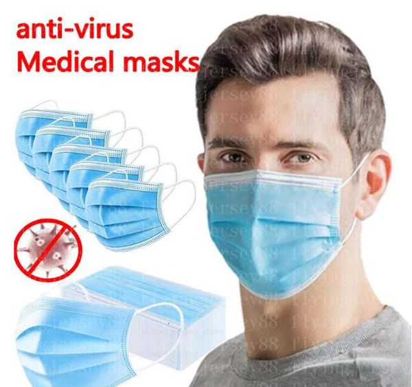 

dhl disposable face mask 3 layer ear-loop dust mouth masks cover 3-ply non-woven disposable dust mask soft breathable outdoor part