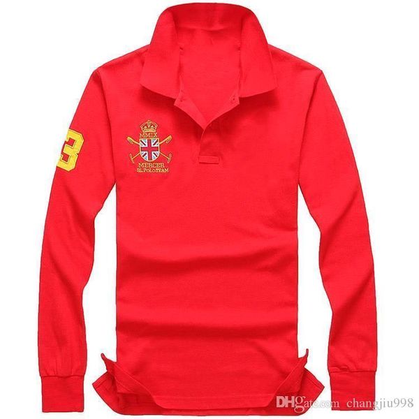 

новая повседневная рубашка поло мужской стиль большая лошадь вышивка логотип с длинным рукавом мужские поло новое поступление мода рубашки п, White;black