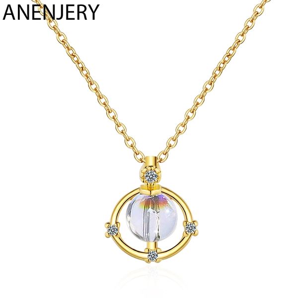 

anenjery фантастическая вселенная планета звезда кулон ожерелье стерлингового серебра 925 лунный камень ожерелье ювелирные изделия женщины о, Silver