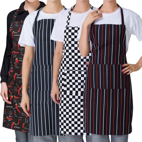 

womens mens cooking chef kitchen restaurant bib apron dress with 2 pockets