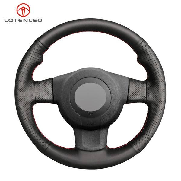 Lqtenleo Black Artificial Leather Car Steering Wheel Cover For Seat Leon 1p Fr 2007 2009 Cupra Ibiza 6l Wooden
