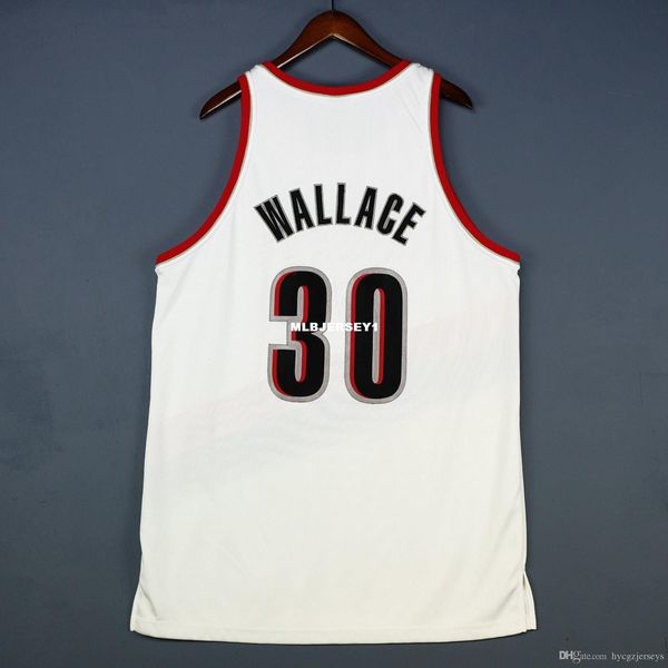 

100% stitched rasheed wallace #30 sewn jersey mens white vest size xs-6xl stitched basketball jerseys ncaa, Black;blue