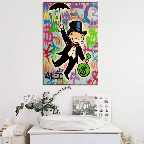 

alec monopolies riding money pop art canvas painting print bedroom home decoration modern wall art oil painting poster pictures