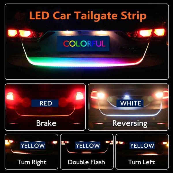 

led car tailgate light strip 4 colors brake driving turn signal lamp driving signal knight trunk lamp hha55
