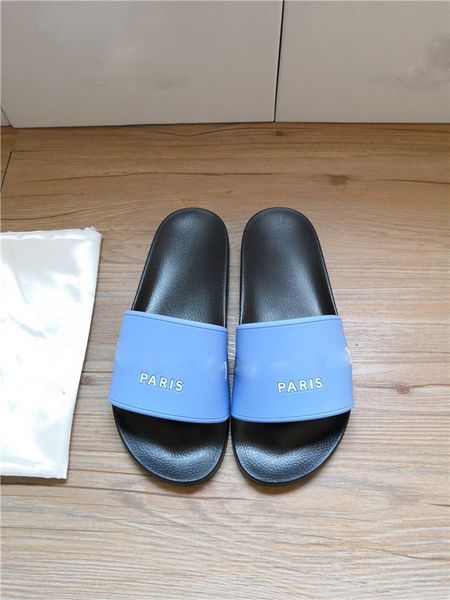 

new color paris sliders mens womens summer sandals beach slide slippers ladies flip flops loafers sky blue chaussures, Black