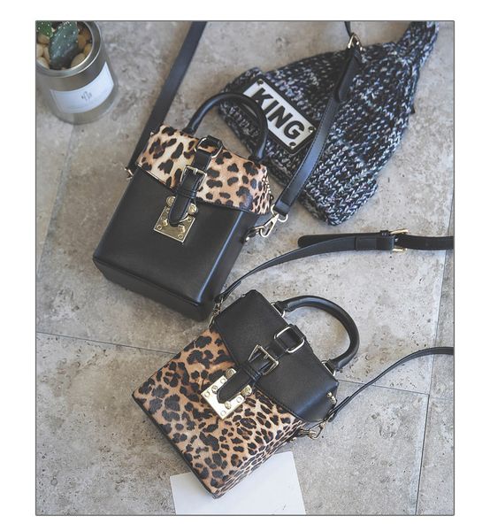 

2019 new fashion handbags korean version of the leopard rivet box handbags stereotypes shoulder messenger bag wholesale