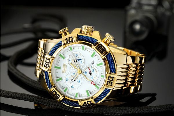 

19ss temeite new multifunctional men's watch waterproof military steel band men's watch factory direct wath#0779, Slivery;brown