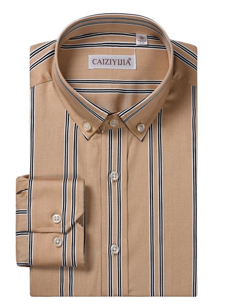 

men's striped 100% cotton slim-fit wrinkle dress shirt comfortable smart casual long sleeved button down shirts, White;black