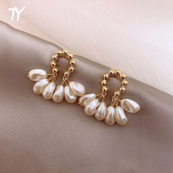 

2020 new style baroque pearl drop earrings korean women jewelry exaggerated party evening dress personalized earrings, Silver