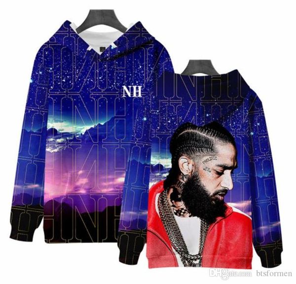 

рэпер nipsey hussle 3d печати мужские толстовки весна осень с длинным рукавом мужской толстовки crew neck повседневная одежда, Black
