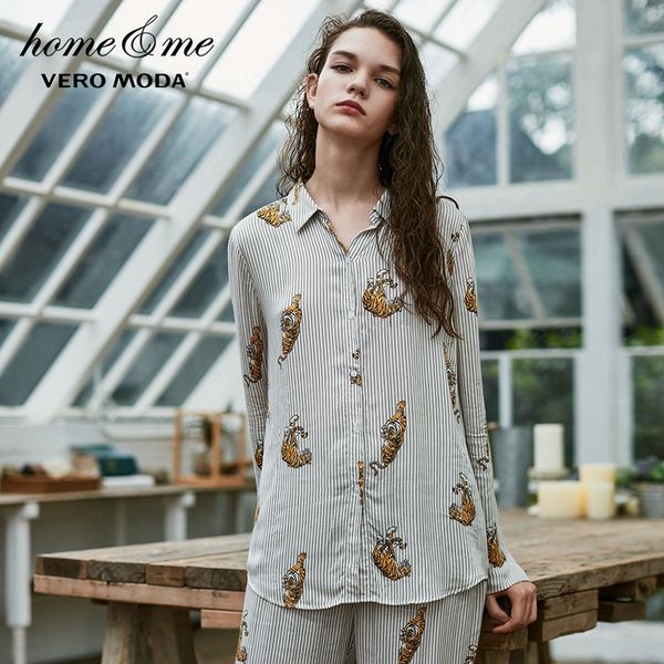 

women's sleepwear animal print loose fit homewear shirt | 3174p9501, Black;red
