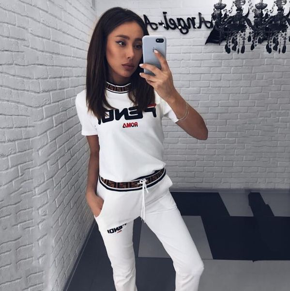 

womens summer designer fashion cute 2pcs suit crew neck short sleeve pictures print fashion sweet clothing