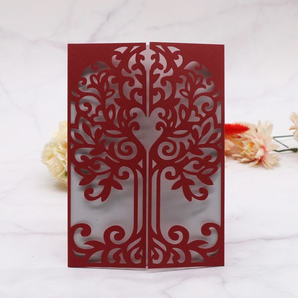 

20pcs laser cut tree gate wedding invitations cards for protect environment theme activity invite guest greeting card, Black