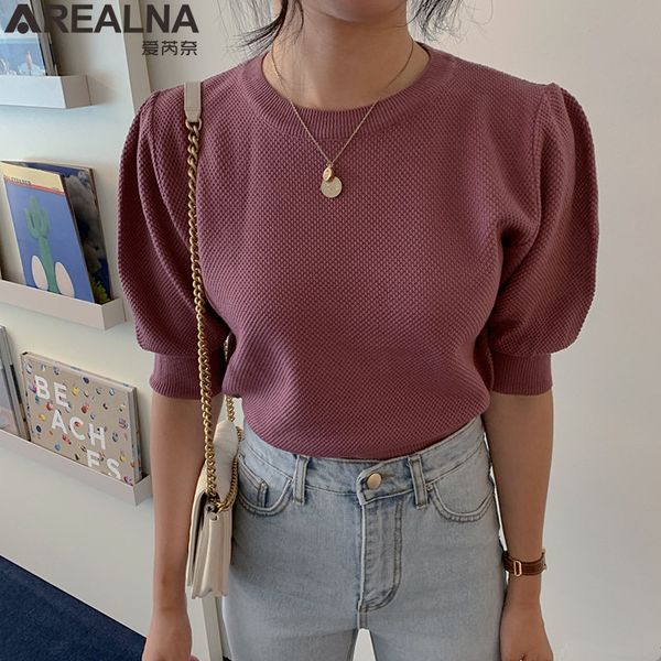 

soft all-match puff sleeves sweaters 2020 summer vintage casual loose women streetwear knitted pullovers sweet jumpers, White;black