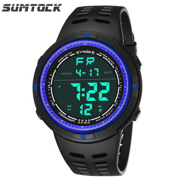 

sumtock wristwatche for men watches sports waterproof digital luminous watch fashion casual electronics multi function led watch, Slivery;brown