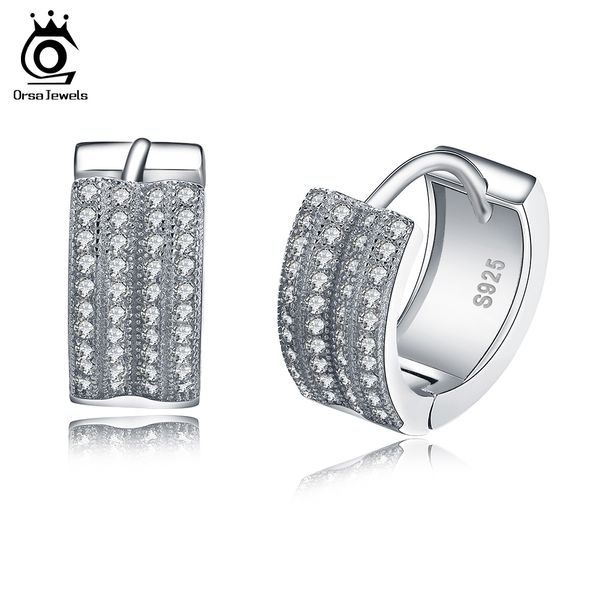 

small hoop earrings with 2 row austrian cubic zirconia fashion jewelry 925 sterling silver earring for women se20, Golden;silver