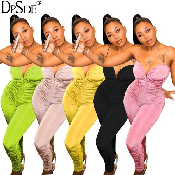 

dpsde summer women fashion 2020 new club party style jumpsuits sleeveless condole belt pure color jumpsuits long pants, Black;white