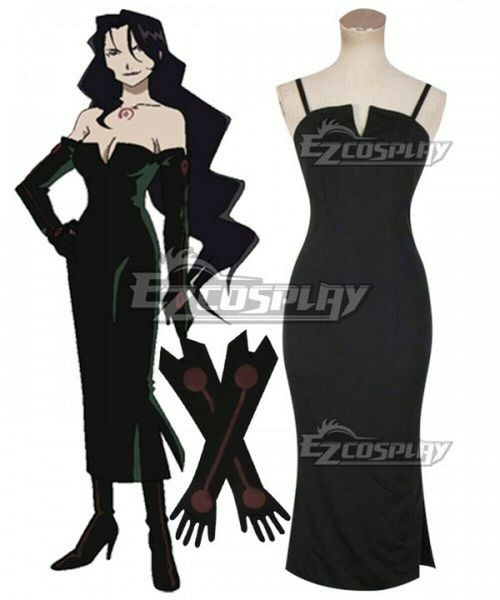 

fullmetal alchemist lust черное платье косплей костюм, Black;red