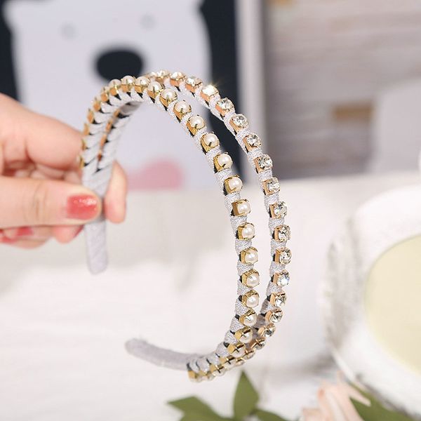 

hair cut style with pearl rhinestone ribbon headband hairbands hair bands for women hair cut jxhcq, Black;brown