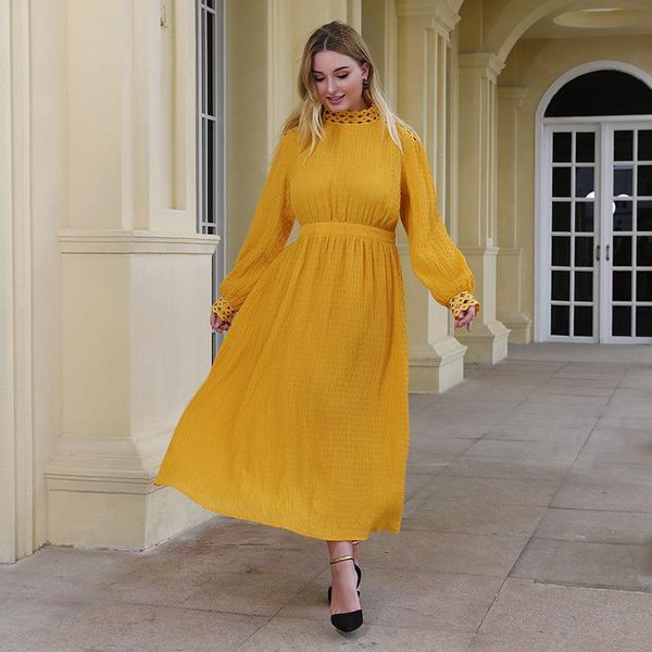 

4xl loose long maxi dress evening party women big size dress spring fall basic long sleeve dresses yellow casual plus size, Black;gray