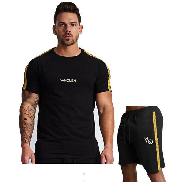 

мужчины лето tracksuit t топы шорты повседневные тренировки спортивный костюм короткие штаны, White;black