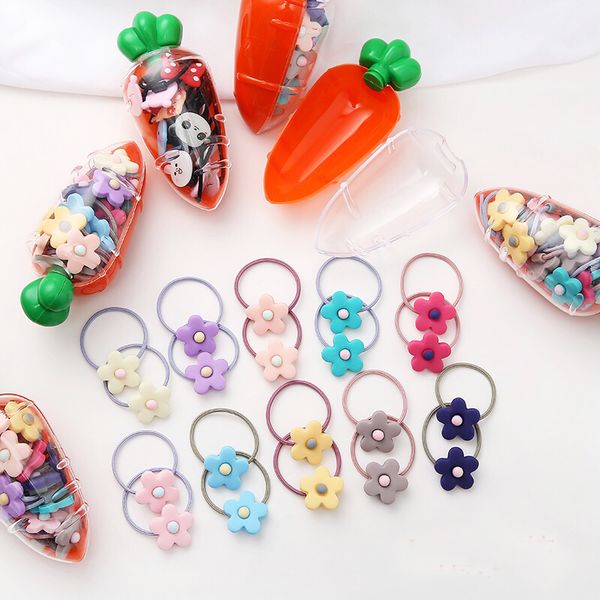 

hair accessories 1set acrylic animal hair tie with box kids elastics rubber bands flower girl gift mini elastic rope, Slivery;white